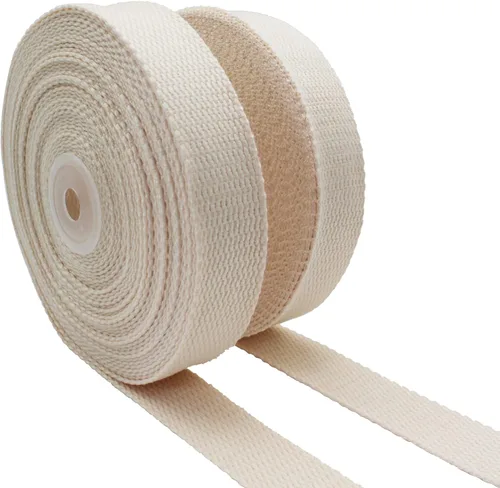 Vista 11 de Correas de algodón de 1 pulgada, 2 rollos/20 yardas para asas de bolsa, bolsa de mano, cinturón de tela, artes y manualidades (negro, gris)