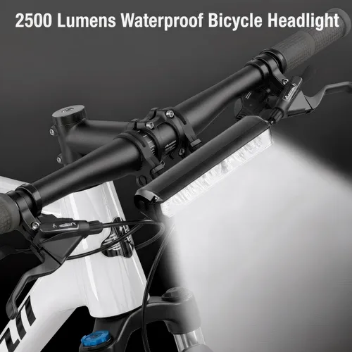 Vista 4 de Energlow - Luz de bicicleta de 2500 lúmenes Faro de bicicleta recargable USB-C de 5 LED IPX4 impermeable, 5 modos con doble haz blanco