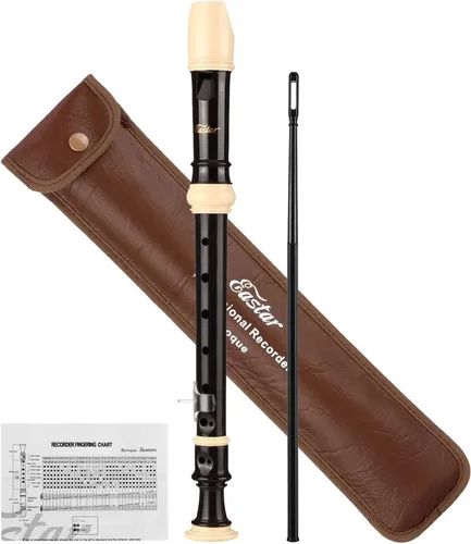 Eastar Grabadora soprano para principiantes y niños, estilo barroco, grabador de llaves C, instrumento ABS clásico de 3 piezas con kit de limpieza,
