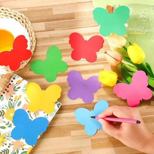 Vista 4 de Geyee 108 piezas de recortes de papel de mariposa para decoración de tablón de anuncios de primavera, calcomanías pequeñas en forma de mariposa