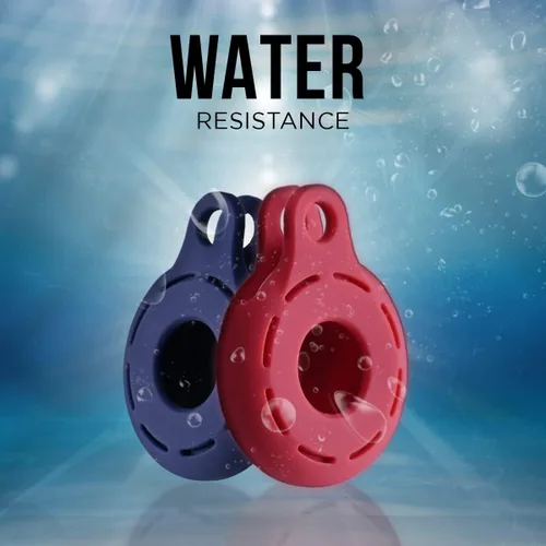 Vista 7 de Compatible con AirTag, paquete de 2 fundas a prueba de golpes, a prueba de polvo y lavables, soportes de silicona con accesorios para carteras, azul