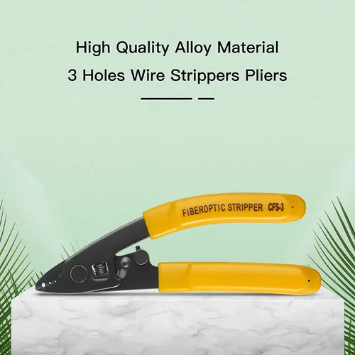 Vista 2 de CFS-3 Pelacables de fibra óptica de 3 orificios de puerto con mango de 6 pulgadas - Llave hexagonal ajustable para chaqueta, amortiguador y pelado