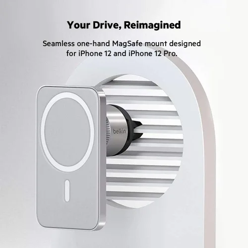 Vista 2 de Belkin MagSafe Vent Mount Pro - Soporte de teléfono compatible con MagSafe para automóvil - Soporte magnético inalámbrico para teléfono para iPhone