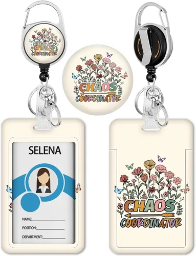 Vista 23 de Portatarjetas con carrete retráctil, funda negra para tarjetas de identificación para niñas con clip de mosquetón, resistente, cubierta protectora