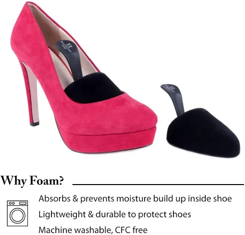 Vista 4 de FootFitter Foam Shoe Tree with Handle for Women's High Heels - Round Toe Travel High Heel Shoe Trees (One or Three Pairs)