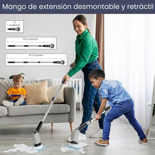 Vista 2 de YKYI Cepillo Eléctrico Giratorio, Cepillo de Limpieza Eléctrico Inalámbrico, Cepillo Eléctrico con 8 Cabezales de Cepillo Reemplazables, 3