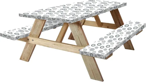 Vista 19 de KENOBEE Funda para Mesa y Banco de Picnic de 5 Pies, Esenciales de Camping Equipo para RV, 60 Pulgadas Impermeable Resistente al Viento Mantel
