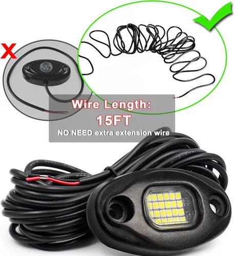 Vista 4 de Luces de roca blancas, 4 luces de roca ALIGZ para camiones, Jeep, UTV, ATV, RZR, kit de luz subterránea