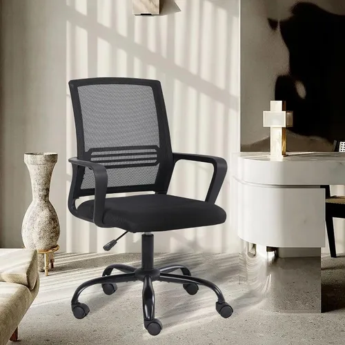 Vista 8 de Sillas de escritorio de oficina en casa, silla de malla con ruedas, soporte lumbar, silla de oficina ergonómica, espacio libre para dormitorio, sala