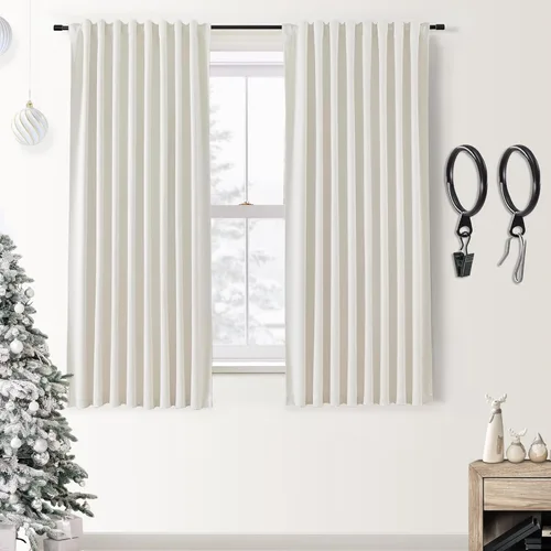 Vista 73 de SHINELAND Cortinas opacas de 102 pulgadas para sala de estar, cortinas opacas con pestaña trasera de 102 pulgadas de largo para dormitorio