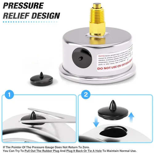 Vista 5 de MEANLIN MEASURE Manómetro térmico de acero inoxidable de 0-160 psi, 30-250 ℉, llenado de líquido, esfera de cara NPT de 2.5 pulgadas, con cinta