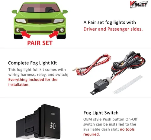 Vista 2 de Winjet Serie OEM para [Honda Civic Coupe 2012-2013] Faros antiniebla de conducción + Interruptor + Kit de cableado