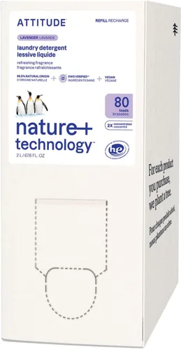 ATTITUDE Repuesto de detergente líquido para ropa, verificado por EWG, compatible con HE, a base de plantas y vegano, jabón natural para lavandería,