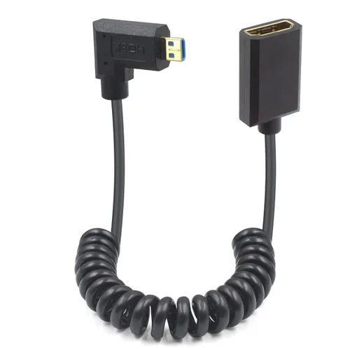 Vista 8 de Duttek Cable de extensión HDMI a Micro HDMI de 90 grados de 8K, 48 Gbps, 8 K a 60 Hz, ángulo descendente micro HDMI macho a HDMI hembra cable