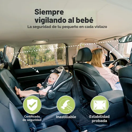 Vista 3 de KeaBabies Espejo de asiento de coche para bebé, visión amplia, inastillable Negro mate