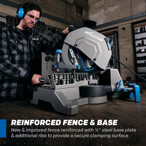 Vista 7 de Sierra de corte y medición EVOLUTION S14MCS de 14" Sierra de corte de acero en frío Motor y hoja inteligente EVOMAX +3500 cortes Cortes sin