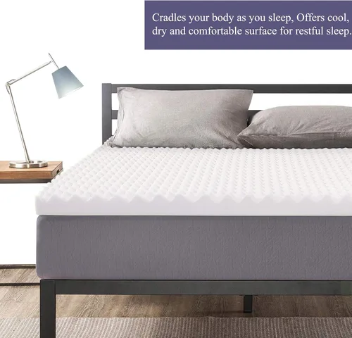 Vista 3 de Zayton Cubrecolchón de espuma contorneada de 1 pulgada con diseño de cáscara de huevo, transpirable, suave y cómodo para dolor de espalda, soporte