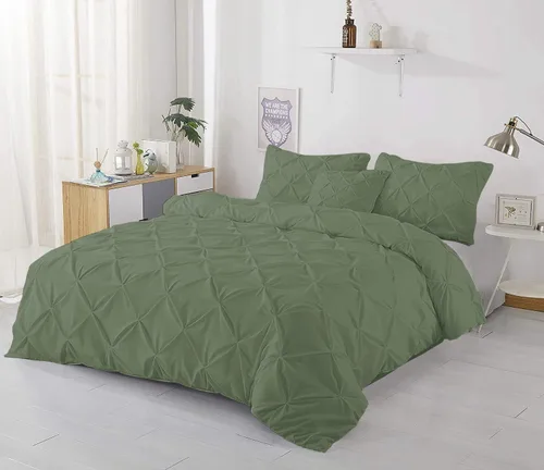 Vista 16 de Lujosa funda de edredón plisada de 1 pieza, tamaño matrimonial/queen (90 x 90 pulgadas), 100% algodón egipcio de 800 hilos, con cierre de cremallera