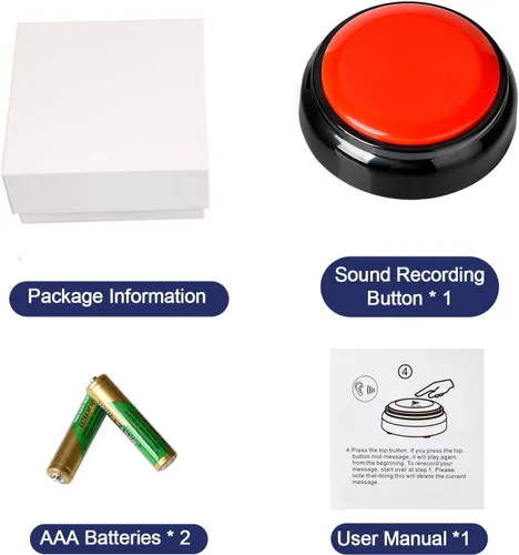 Vista 8 de Botón de grabación que habla, botón fácil de grabar, botón de voz, divertido OfficeToys Botones multifuncionales para perros para hablar
