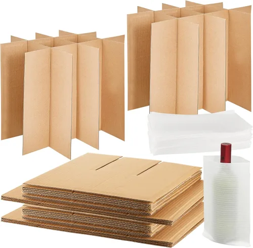 Kits divisores de vidrio para cajas de mudanza, se adapta a cajas de 16 x 12 x 12 pulgadas, divisor de celdas de corrugado con 12 bolsas de espuma