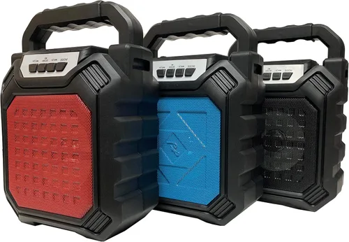 Vista 4 de Radio FM TF/USB Reproductor de MP3 Bluetooth Altavoz portátil Recargable-Rojo