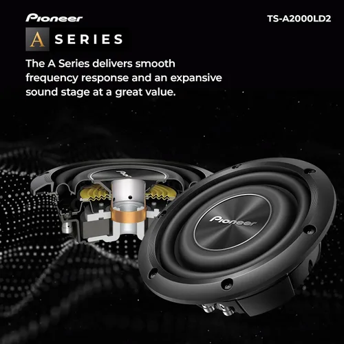 Vista 2 de PIONEER Subwoofer TS-A2000LD2 de la serie A de 8 pulgadas, 700 W máximo, diseño de montaje superficial, graves profundos en espacios reducidos