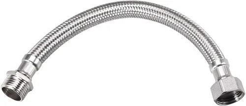 uxcell BSPP grifo suministro línea conector G1/2 hembra x G1/2 macho 8 pulgadas longitud 304 manguera de acero inoxidable