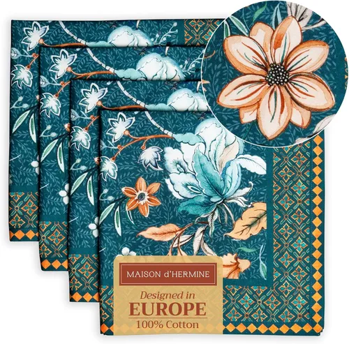 Vista 28 de Maison d' Hermine Juego de 4 servilletas de tela 100% algodón, suaves y duraderas, servilletas cuadradas reutilizables para uso diario, lavables