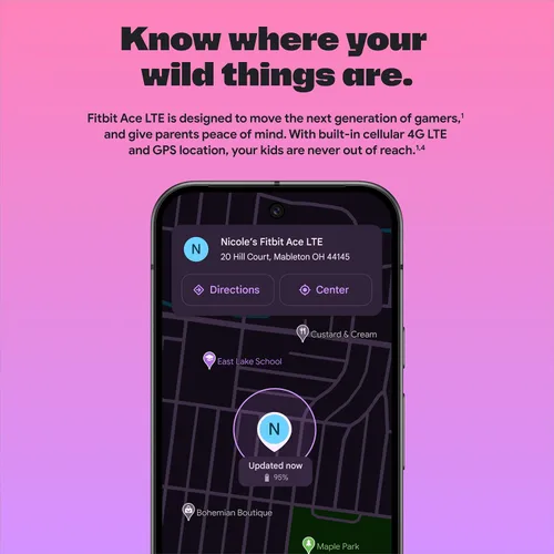 Vista 6 de Fitbit Google Ace LTE - Reloj inteligente para niños con llamadas, mensajes, GPS y juegos basados en actividades, se requiere plan de datos Ace Pass