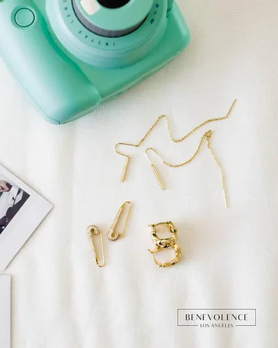 Vista 4 de Aretes de cadena de oro de 14 quilates para mujer, aretes de rosca de oro para mujer, aretes de doble perforación, aretes de hilo Aretes colgantes