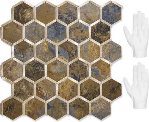 Vista 16 de STICKGOO Azulejo Hexagonal de Despegar y Pegar para Salpicadero, Azulejo Adhesivo para Salpicadero de Cocina y Baño, Aspecto de Mármol Beige PVC