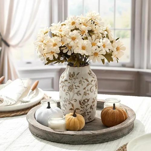 Vista 181 de SIDUCAL Florero decorativo de cerámica Florero rústico de 7.48 pulgadas para decoración del hogar, mesa, sala de estar, baño, escritorio de café