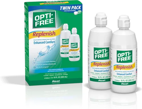 Vista 2 de Opti-Free Solución desinfectante multiusos con estuche para lentes (2 unidades) y gotas de rehumectación Opti-Free Puremoist