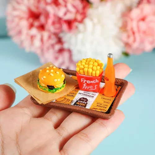 Vista 3 de 38 piezas de juguetes de comida en miniatura para casa de muñecas, accesorios para casa de muñecas en miniatura, juegos de comida para muñecas