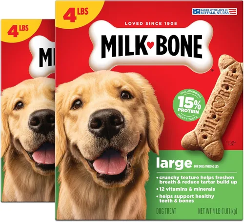 Vista 12 de Milk-Bone Paquete de golosinas para perros: galletas originales para perros grandes de 10 libras + carne de res suave y masticable y filete mignon