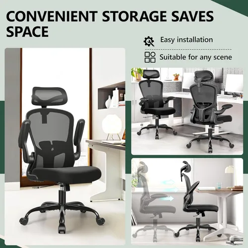 Vista 7 de FelixKing Silla de oficina ergonómica con reposacabezas, computadora de respaldo alto con soporte lumbar ajustable y ruedas, giratoria ejecutiva