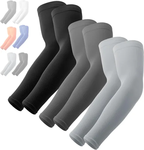 Vista 65 de Mangas de compresión de enfriamiento para hombres y mujeres, con protección solar UV UPF 50, paquete múltiple, mangas protectoras de brazos