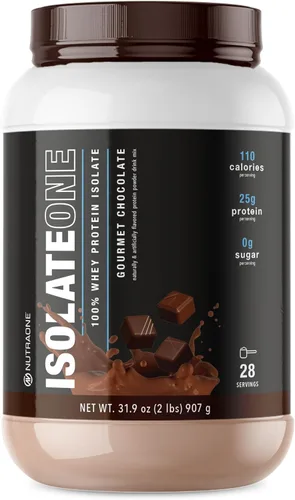 NutraOne Proteína aislada de suero en polvo IsolateOne - Polvo aislado de suero 100% puro (chocolate Gourmet, 2 libras)
