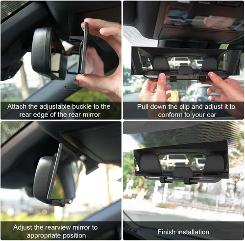 Vista 4 de SINGARO Espejos retrovisores interiores, espejos retrovisores panorámicos universales para automóvil, accesorios de espejo retrovisor de ángulo