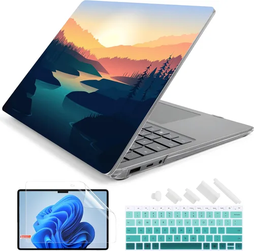 Vista 14 de Batianda Funda de alta calidad para laptop Microsoft Surface de 15 pulgadas 5 4 3 con reposamanos de metal, carcasa rígida de plástico transparente