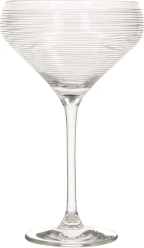 Vista 3 de Mikasa Platillos de champán Cheers, copas de champán retro de cristal, diseño plateado, 13.5 fl oz, juego de 4