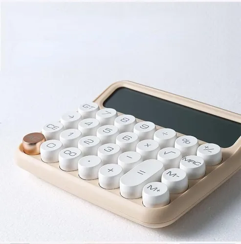 Vista 7 de Calculadora de interruptor mecánico de 12 dígitos, pantalla LCD grande, calculadora de escritorio, calculadora financiera de botón grande y sensible
