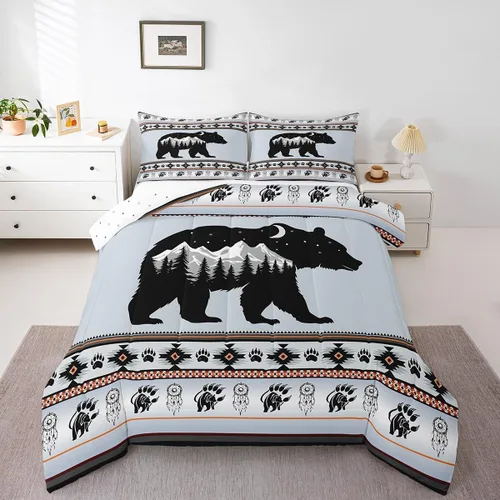Vista 147 de Juego de ropa de cama con relleno de edredón con diseño de caballo y atrapasueños para niños, adolescentes y hombres, juego de edredón con estampado