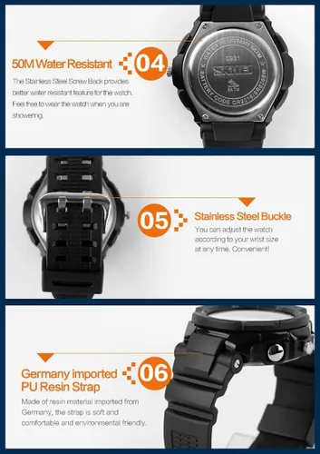 Vista 6 de FANMIS Unisex Deporte Reloj Multifunción Colorido Led Luz Digital S - Shock Reloj de Pulsera Negro, Negro -, Cronógrafo, Digital