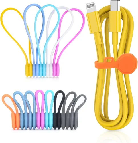 Vista 9 de 6 PCS Bridas Magnéticas de Silicona para Cables, Clips para Cables Organizador de Cordones [1S] Gestión de Cables de Cordones, Organizador Magnético