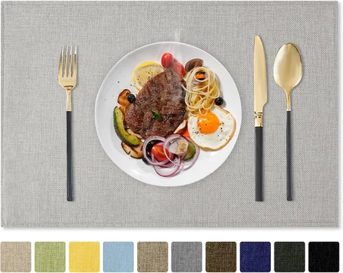 Romanstile Juego de manteles individuales de tela de 4 a 12 x 18 pulgadas, resistentes al calor, de arpillera gruesa de doble capa, lavables de lino