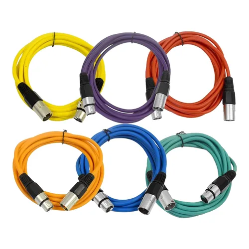 Vista 39 de Seismic Audio SAXLX-2Brown-Paquete de 6 cables de conexión XLR de 2 pies marrones - Cables de micrófono - Cables XLR macho a hembra - 2 pies