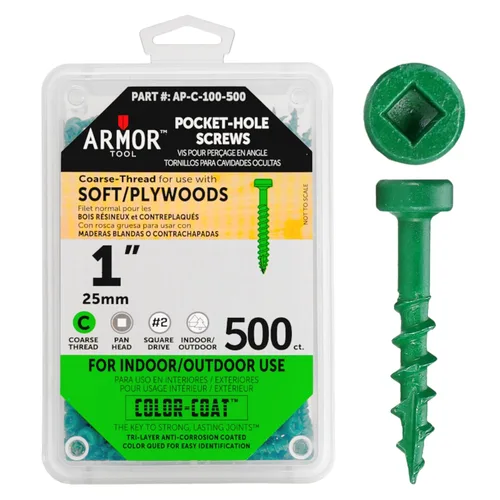 Vista 20 de ARMOR TOOL AP-C-100-100 Tornillos de rosca gruesa de 1 pulgada con revestimiento de color verde y unidad cuadrada