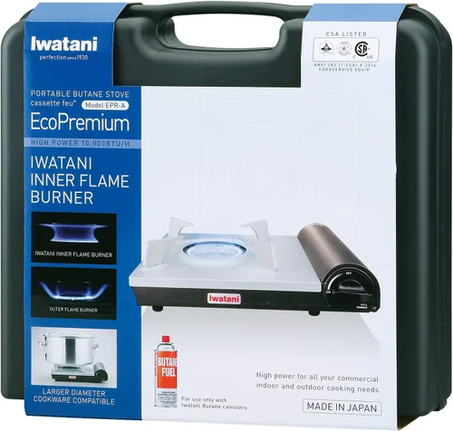 Vista 2 de Iwatani America EPR Cassette Feu-EcoPremium - Estufa de butano portátil, color negro
