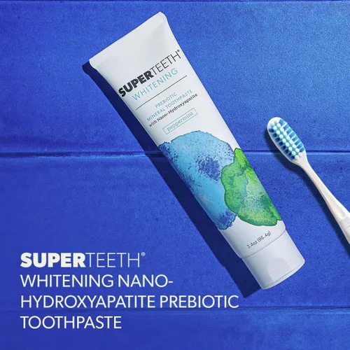 Vista 3 de SuperTeeth Whitening Nano Hydroxiapatite Pasta de dientes, pasta de dientes sin flúor remineralizante con xilitol, refresca el aliento, combate